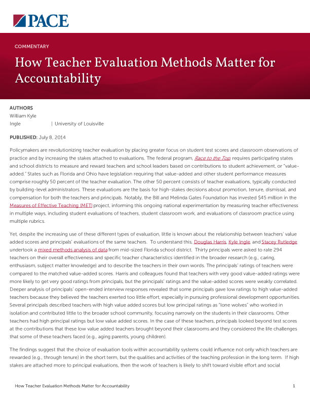 How Teacher Evaluation Methods Matter for Accountability PDF