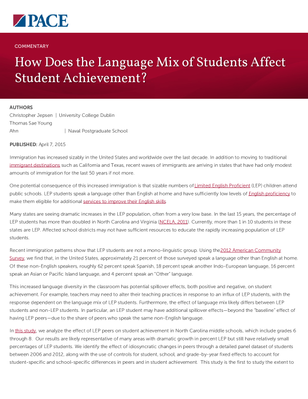 How Does the Language Mix of Students Affect Student Achievement? PDF