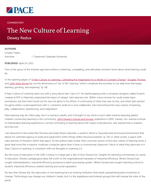 The New Culture of Learning PDF