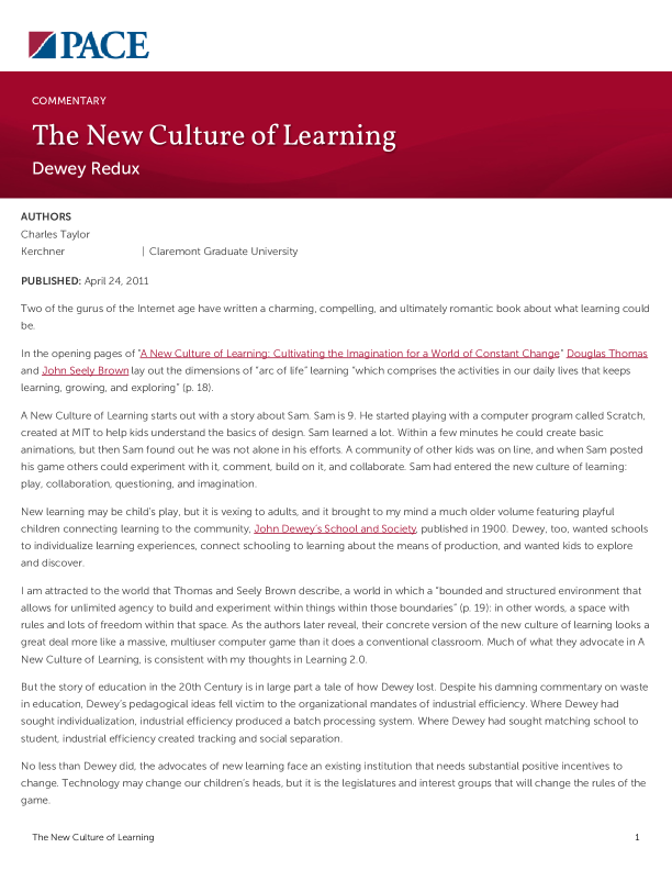 The New Culture of Learning PDF