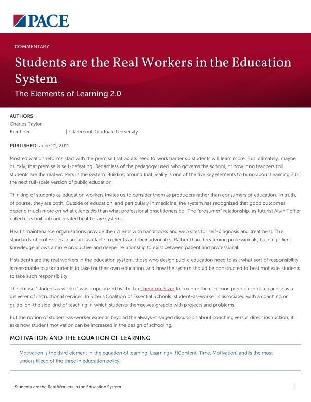 Students are the Real Workers in the Education System PDF