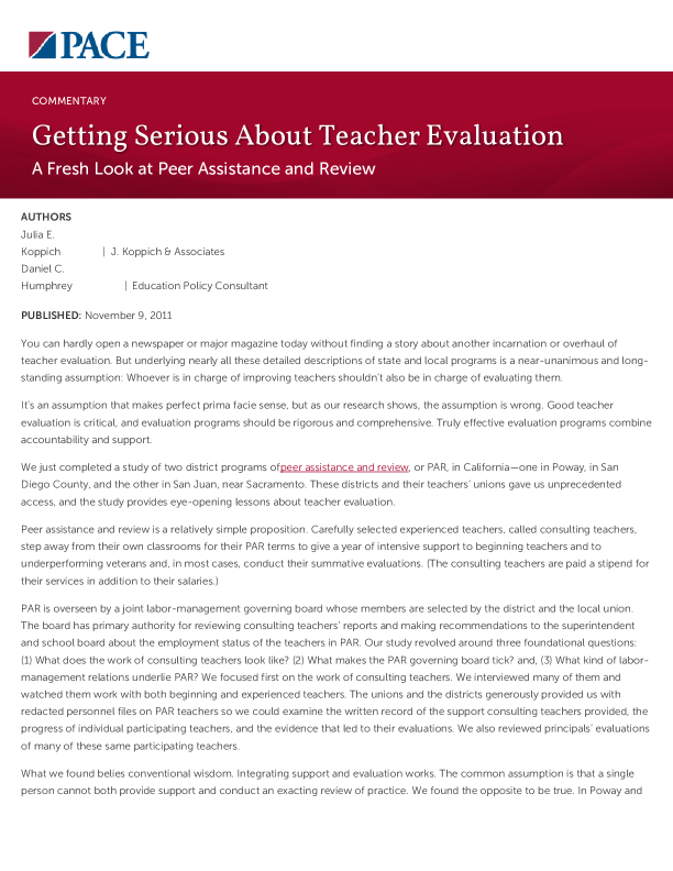 Getting Serious About Teacher Evaluation PDF