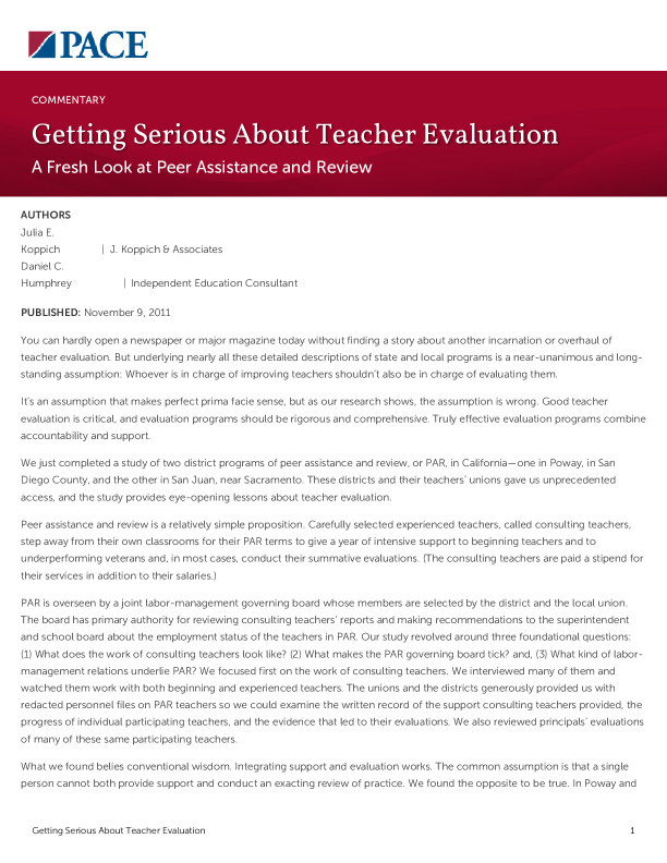 Getting Serious About Teacher Evaluation PDF