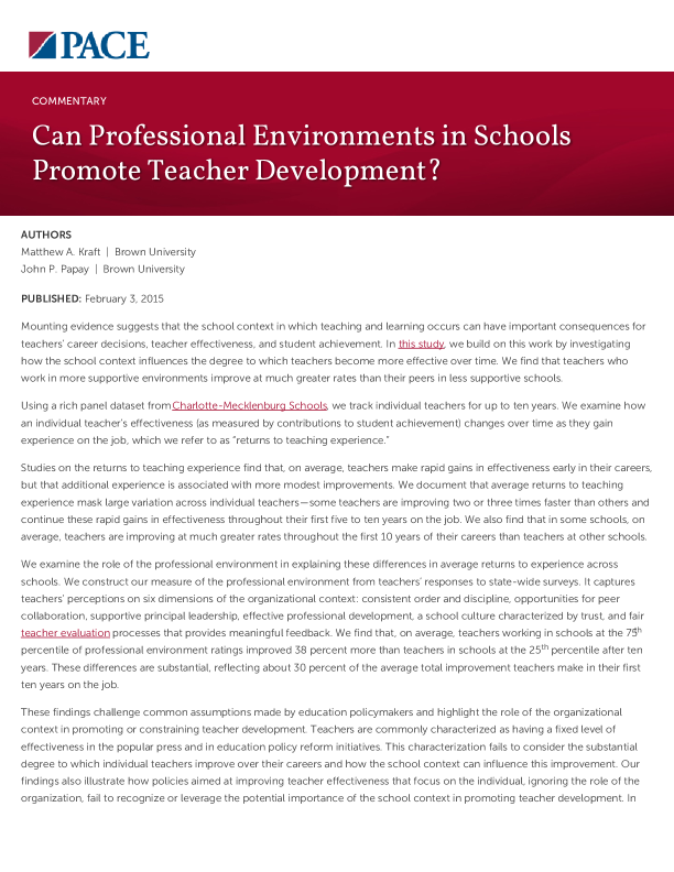 Can Professional Environments in Schools Promote Teacher Development? PDF