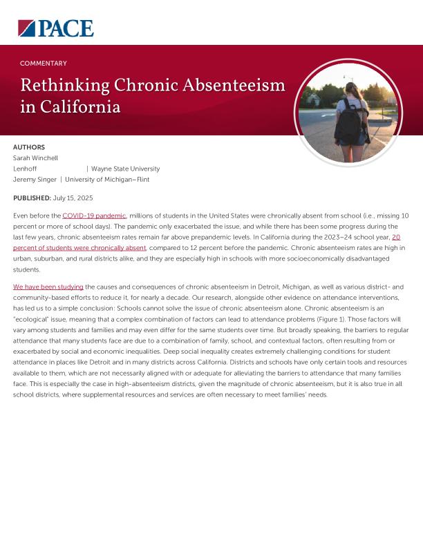 Rethinking Chronic Absenteeism in California PDF