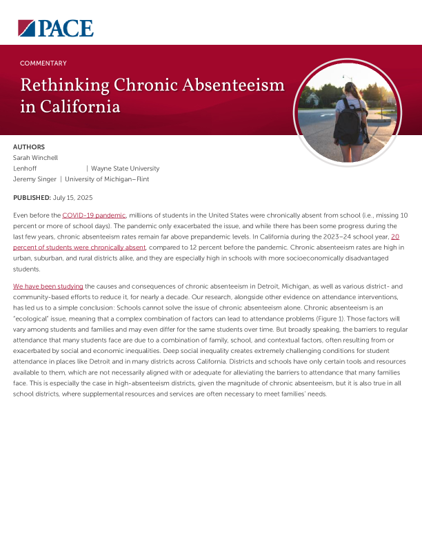 Rethinking Chronic Absenteeism in California PDF