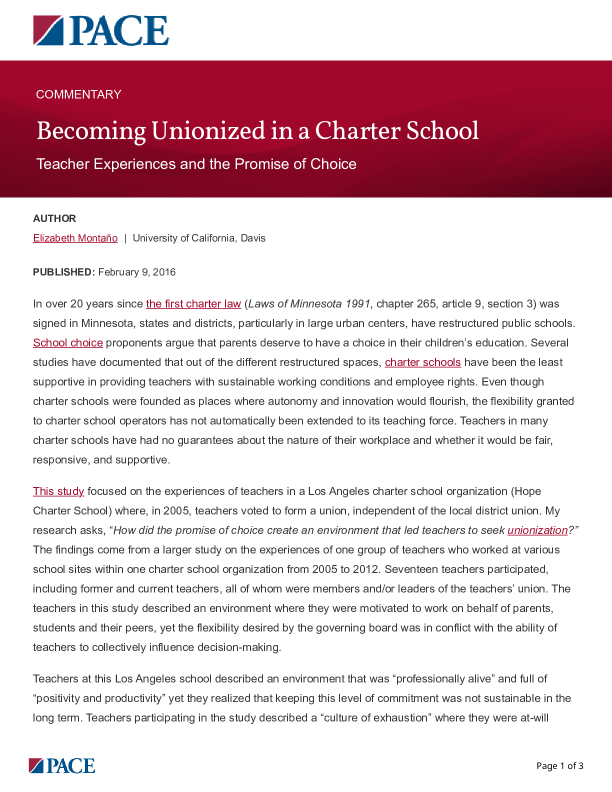 Becoming Unionized in a Charter School PDF