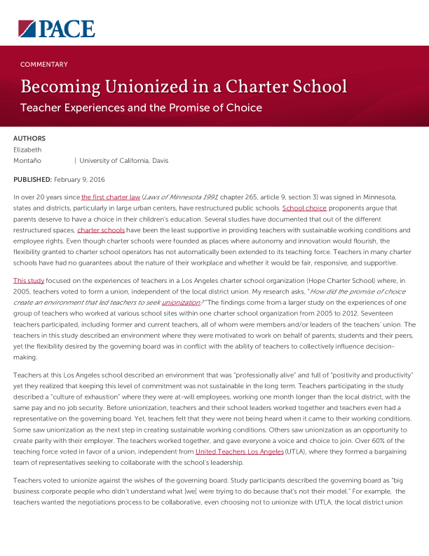 Becoming Unionized in a Charter School PDF