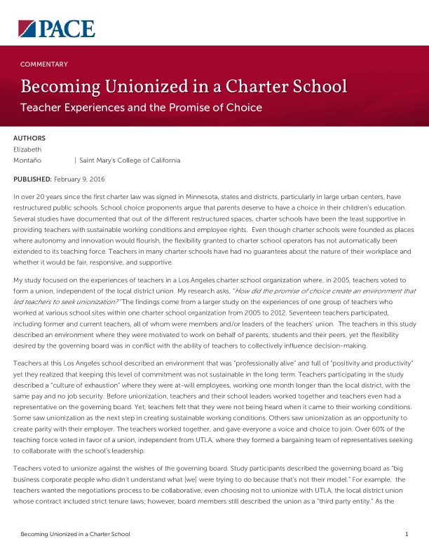 Becoming Unionized in a Charter School PDF