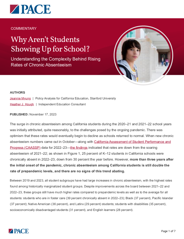 Why Aren’t Students Showing Up for School? PDF