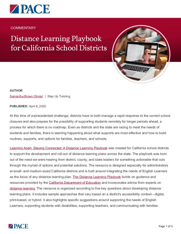 Distance Learning Playbook for California School Districts PDF