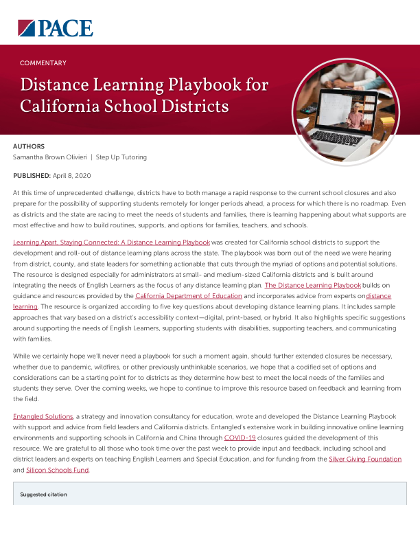 Distance Learning Playbook for California School Districts PDF