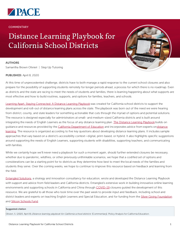 Distance Learning Playbook for California School Districts PDF