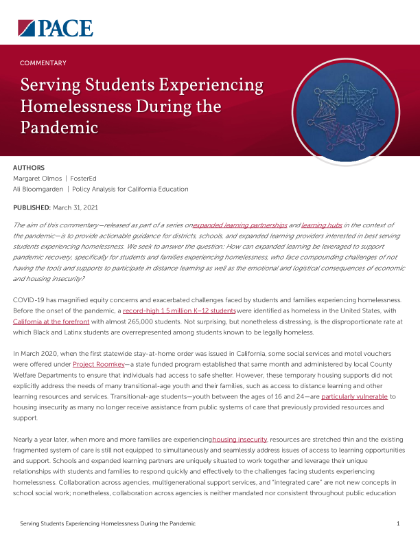 Serving Students Experiencing Homelessness During the Pandemic PDF