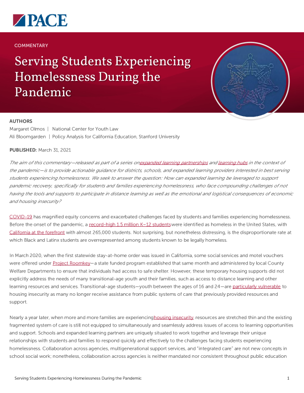 Serving Students Experiencing Homelessness During the Pandemic PDF