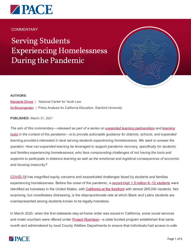 Serving Students Experiencing Homelessness During the Pandemic PDF