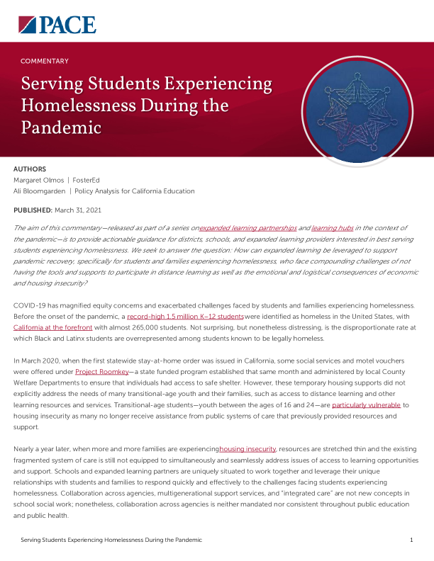 Serving Students Experiencing Homelessness During the Pandemic PDF