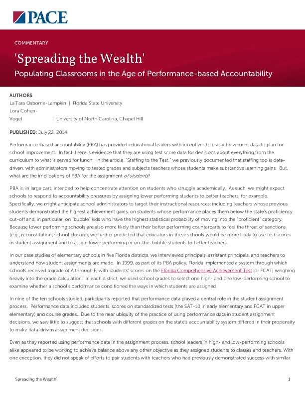 'Spreading the Wealth' PDF