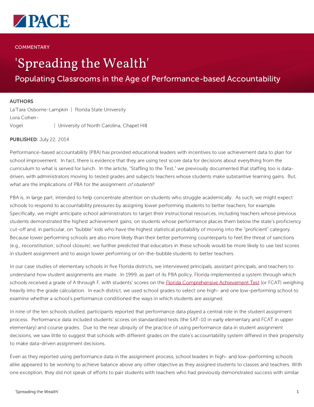 'Spreading the Wealth' PDF