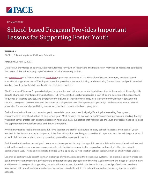 School-based Program Provides Important Lessons for Supporting Foster Youth PDF