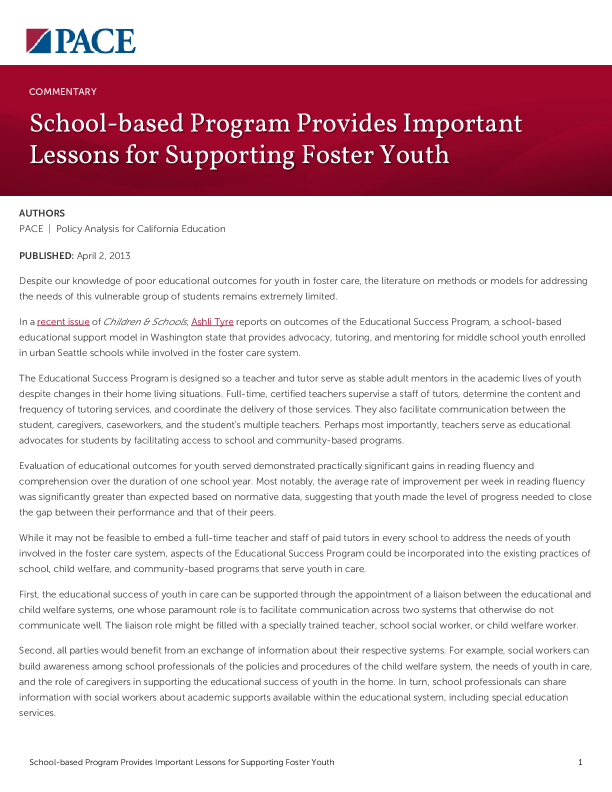 School-based Program Provides Important Lessons for Supporting Foster Youth PDF