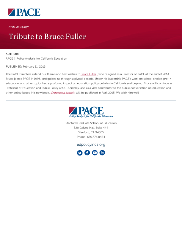 Tribute to Bruce Fuller PDF