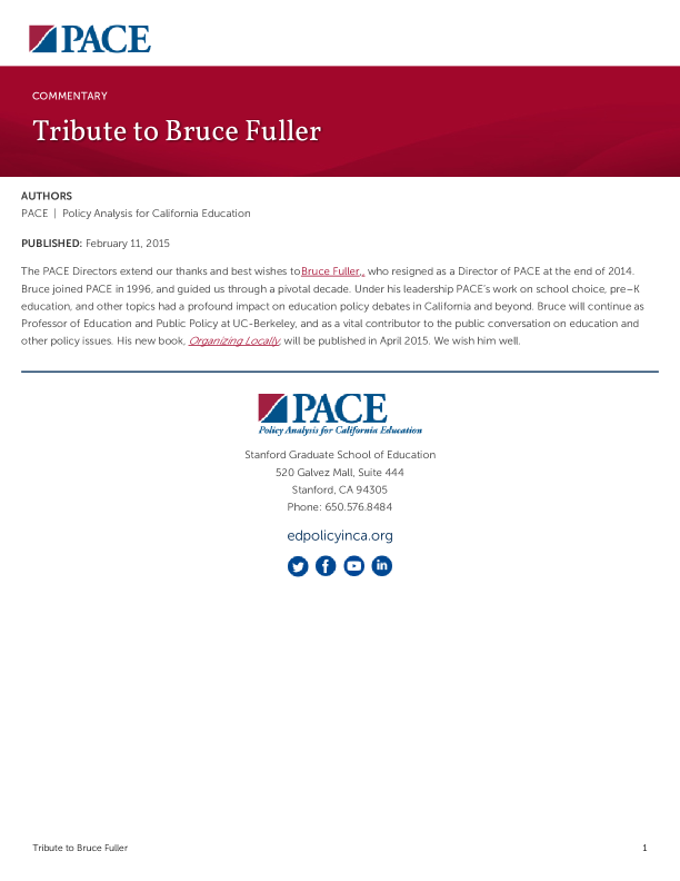 Tribute to Bruce Fuller PDF