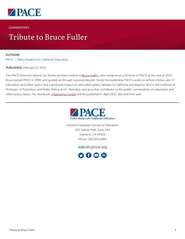 Tribute to Bruce Fuller PDF