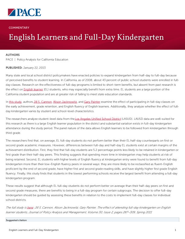 English Learners and Full-Day Kindergarten PDF