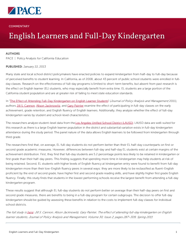 English Learners and Full-Day Kindergarten PDF