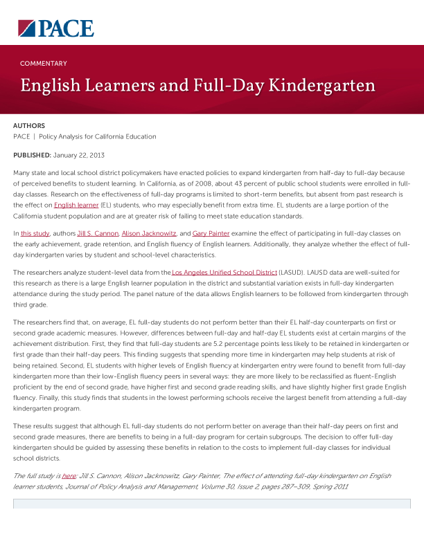 English Learners and Full-Day Kindergarten PDF