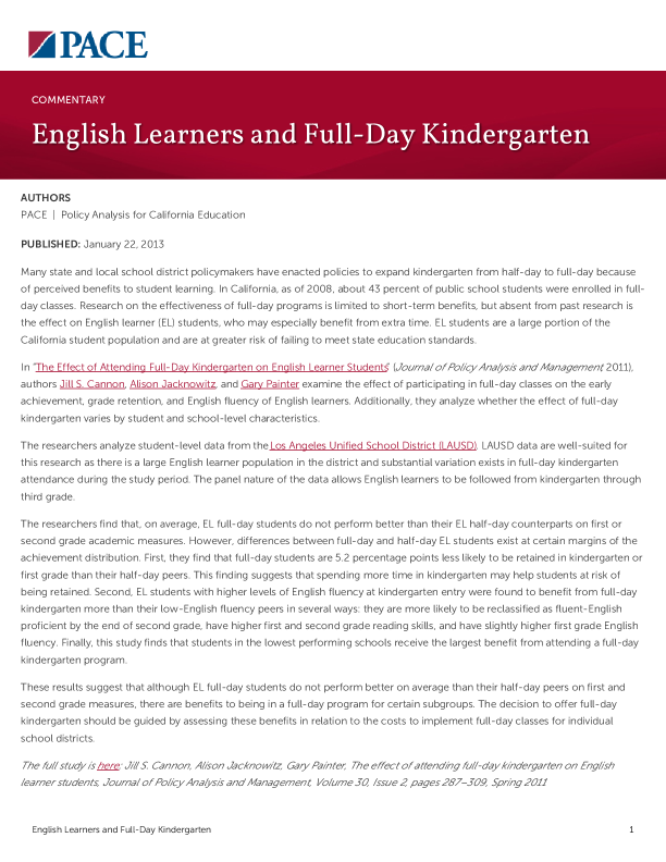 English Learners and Full-Day Kindergarten PDF