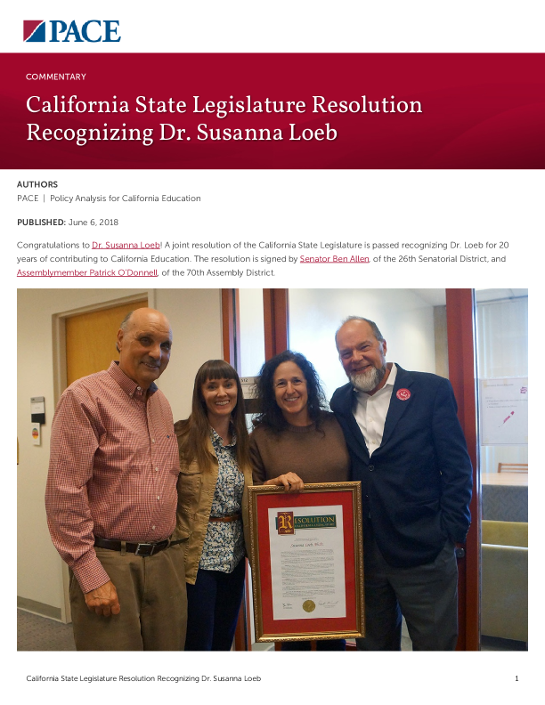 California State Legislature Resolution Recognizing Dr. Susanna Loeb PDF