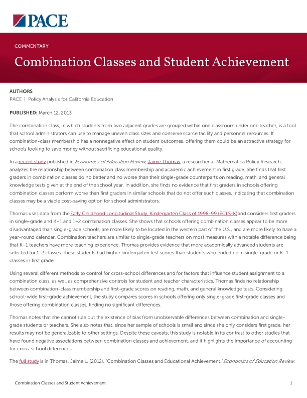 Combination Classes and Student Achievement PDF