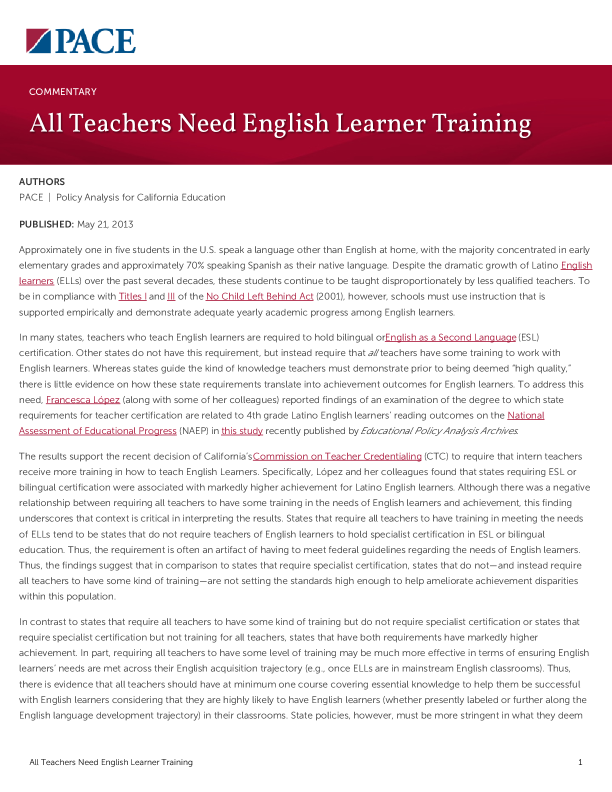 All Teachers Need English Learner Training PDF