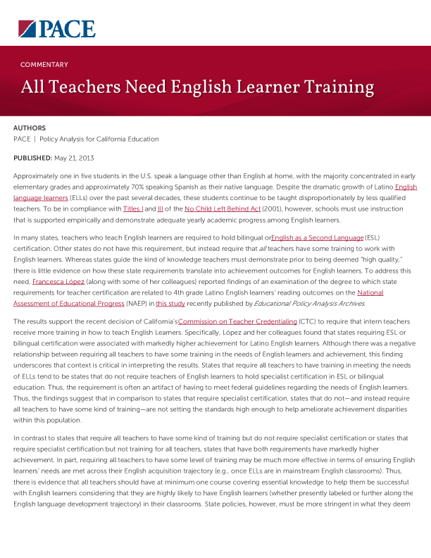 All Teachers Need English Learner Training PDF