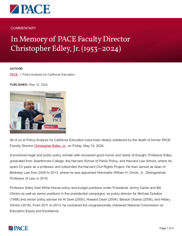 In Memory of PACE Faculty Director Christopher Edley, Jr. (1953–2024) PDF