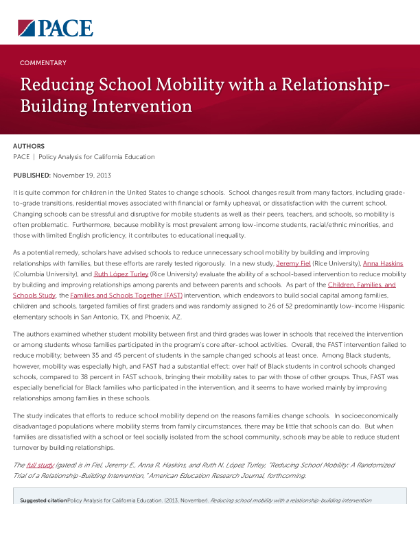 Reducing School Mobility with a Relationship-Building Intervention PDF