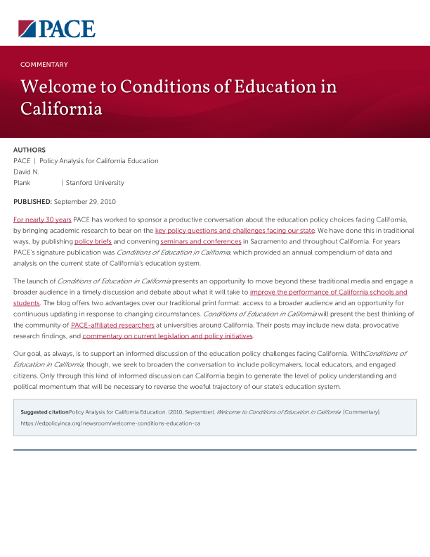 Welcome to Conditions of Education in California PDF
