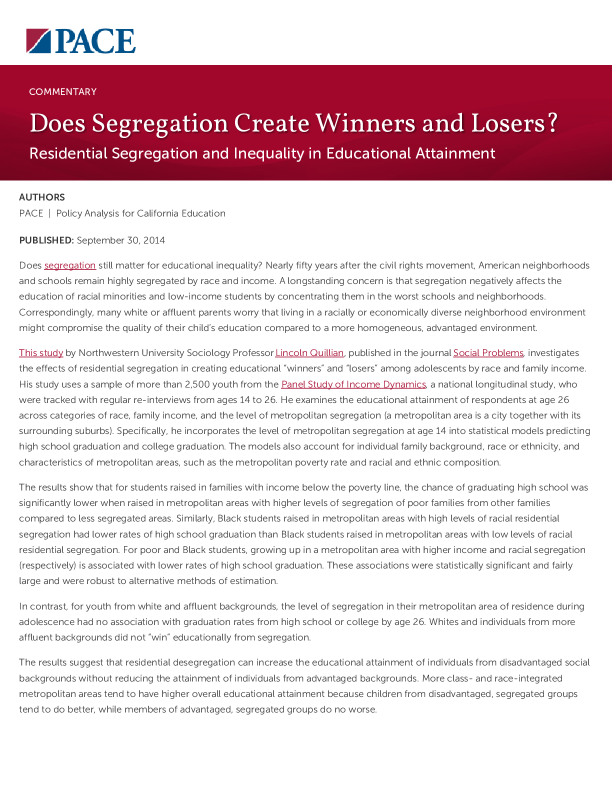 Does Segregation Create Winners and Losers? PDF