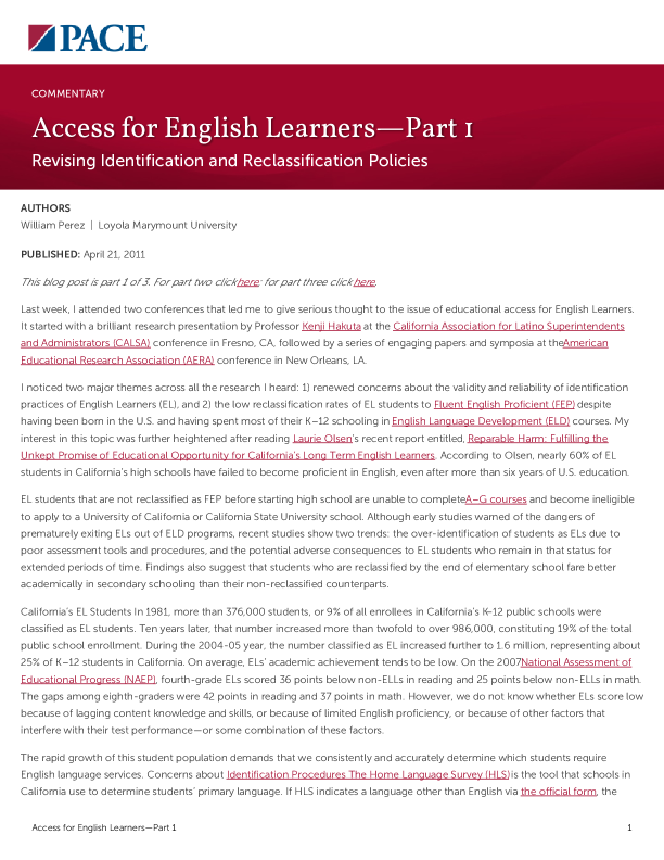 Access for English Learners—Part 1 PDF