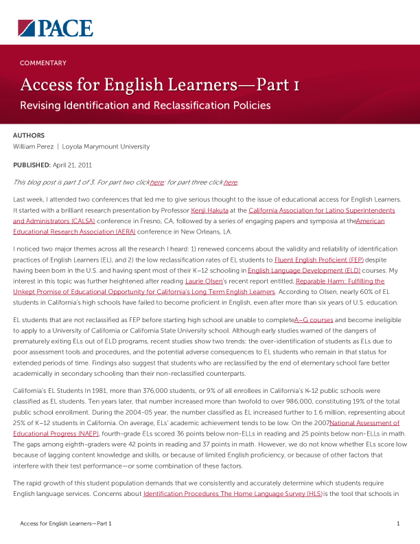 Access for English Learners—Part 1 PDF