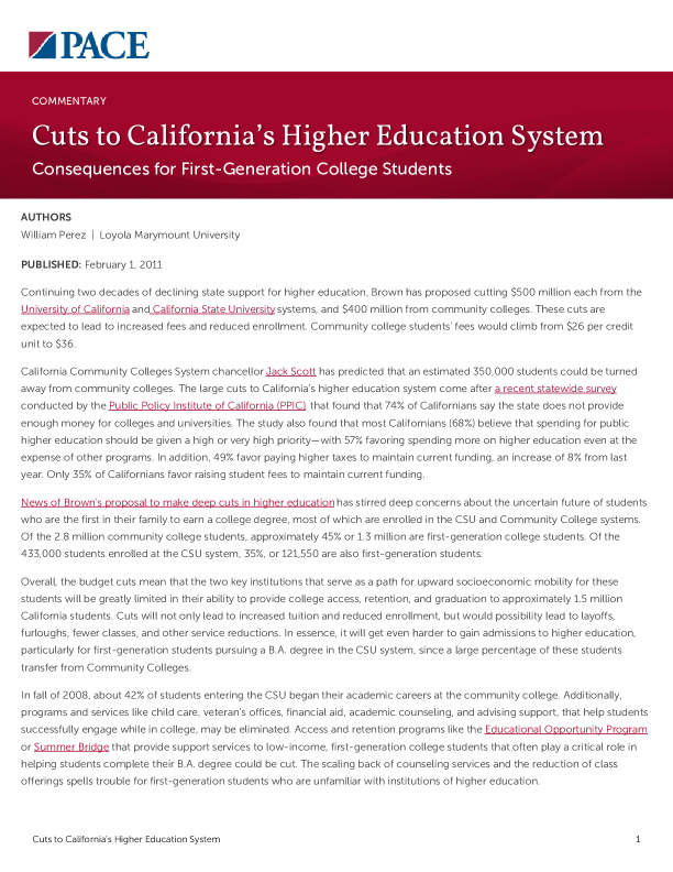 Cuts to California’s Higher Education System PDF