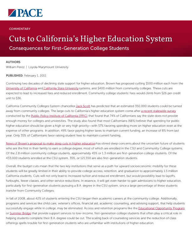 Cuts to California’s Higher Education System PDF