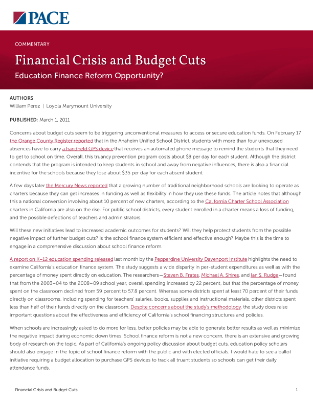 Financial Crisis and Budget Cuts PDF