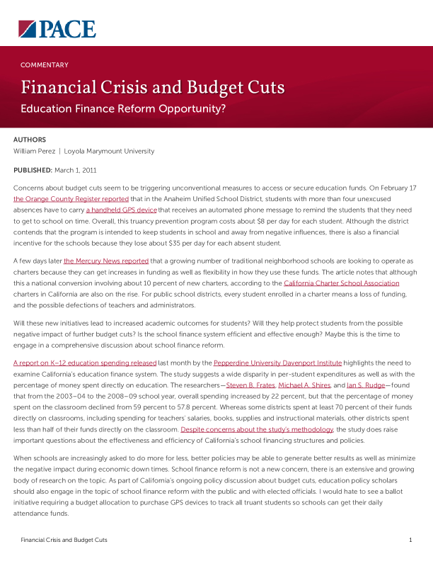 Financial Crisis and Budget Cuts PDF