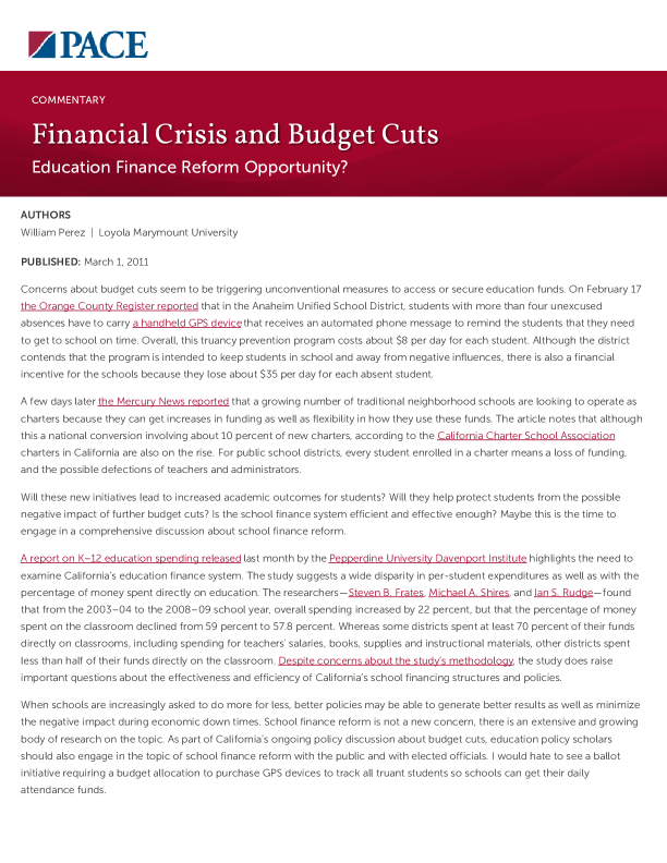 Financial Crisis and Budget Cuts PDF