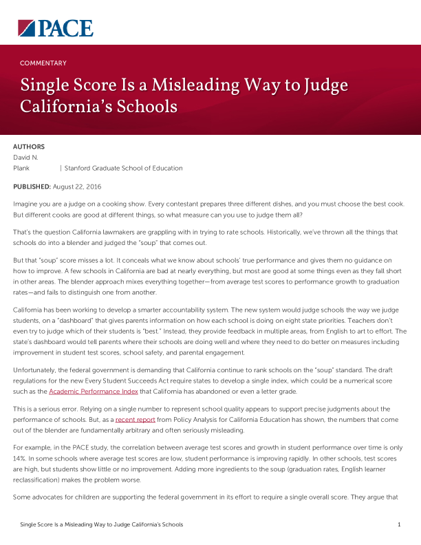 Single Score Is a Misleading Way to Judge California’s Schools PDF