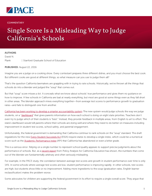 Single Score Is a Misleading Way to Judge California’s Schools PDF