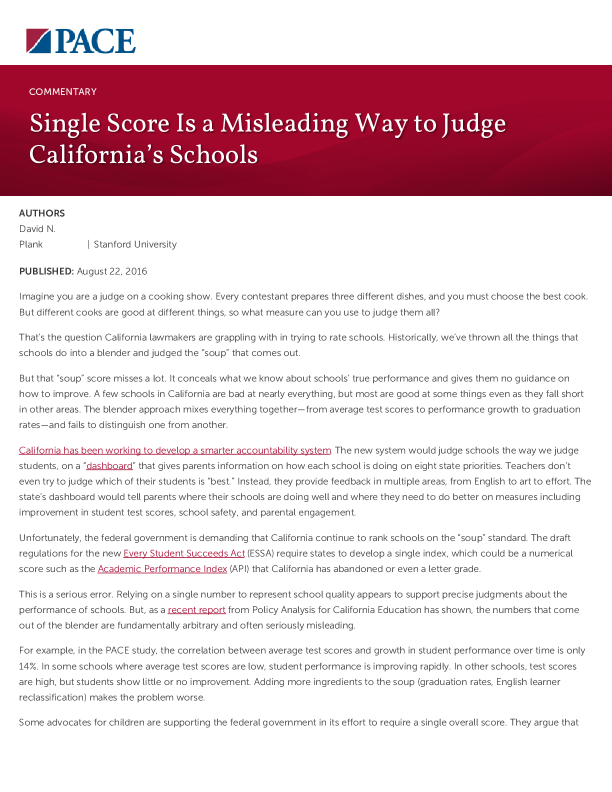 Single Score Is a Misleading Way to Judge California’s Schools PDF